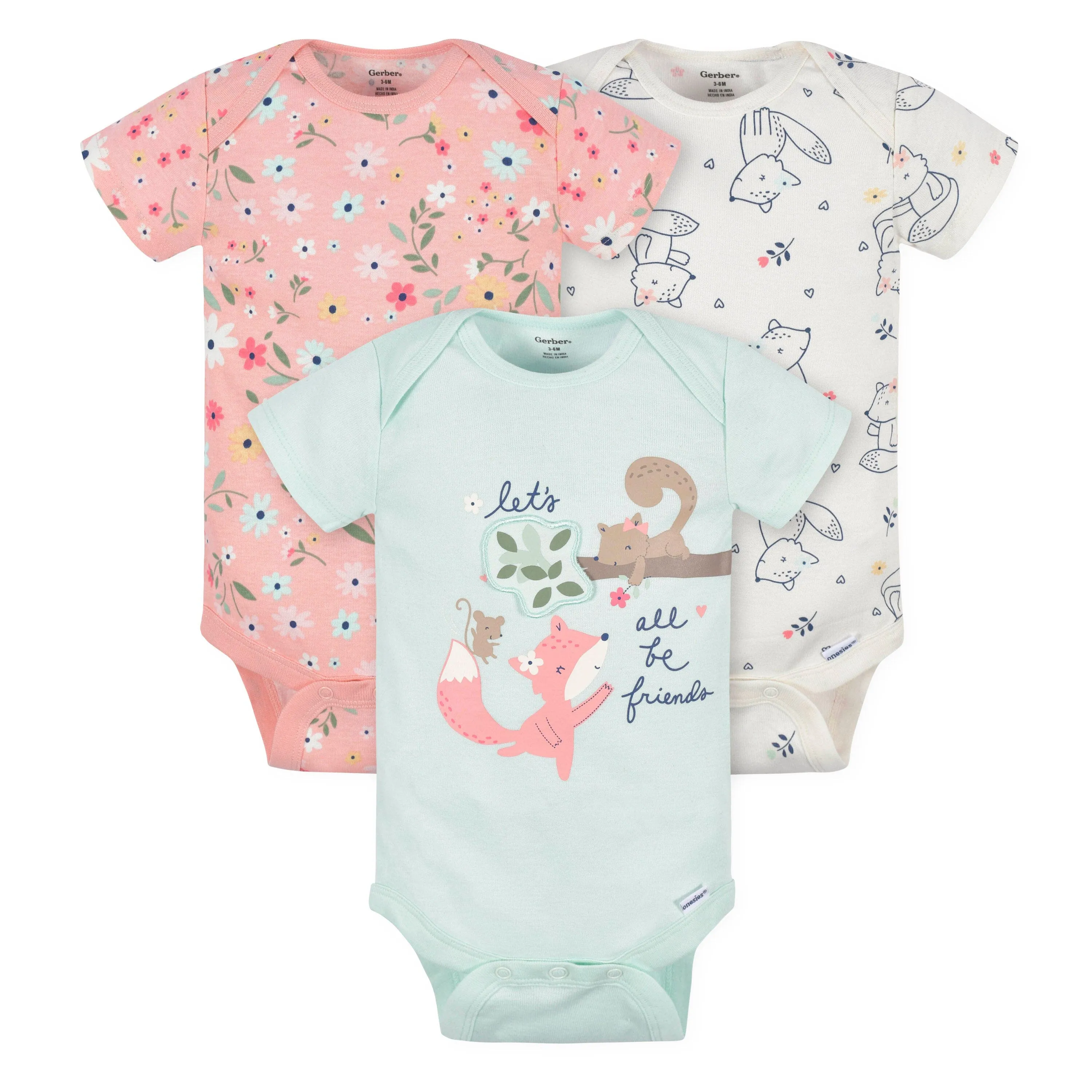 10-Piece Baby Girls Fox Onesies® Bodysuits, Pants, and Caps Set