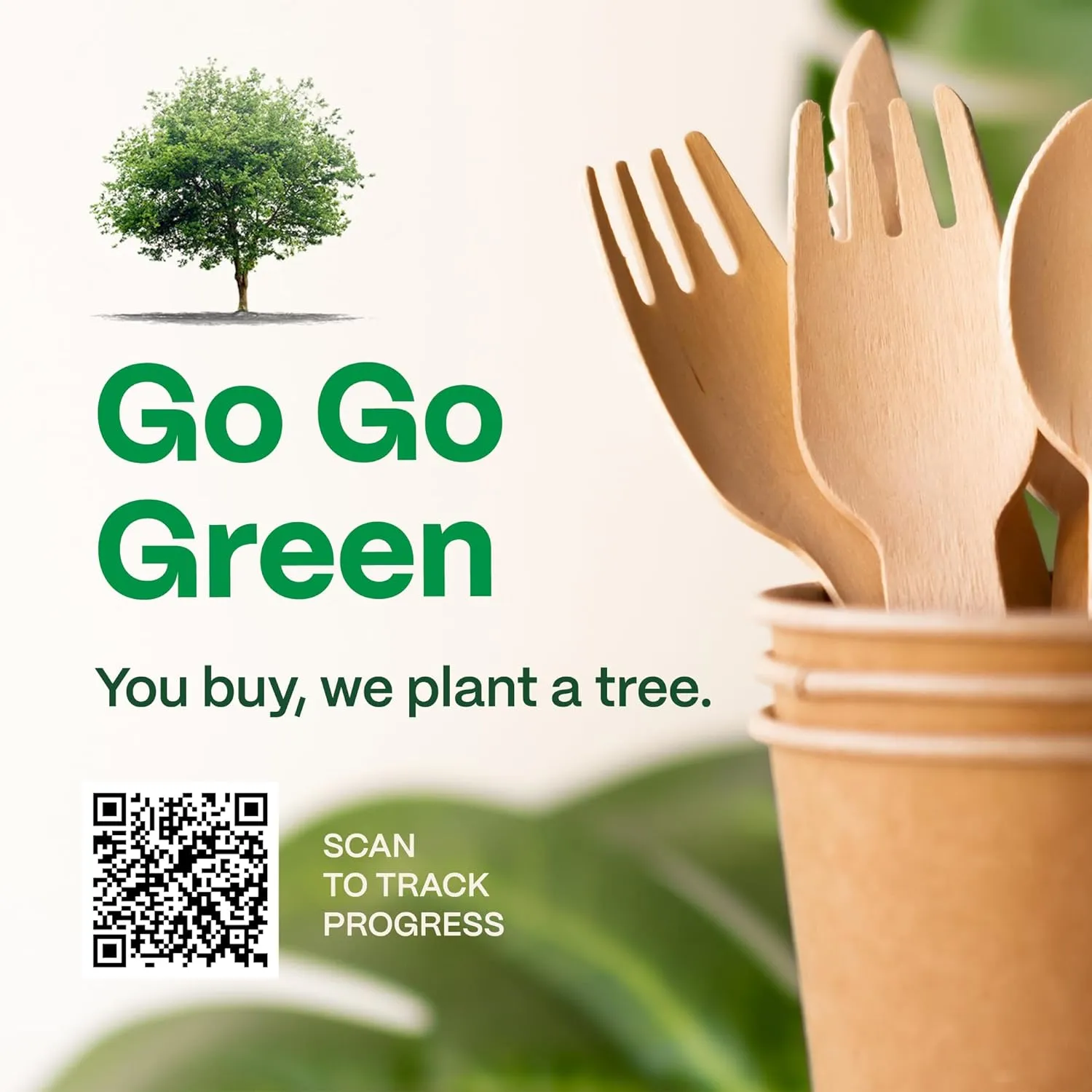 100% Compostable Cutlery Set - 300 Pieces Wooden Utensils, 120 Forks, 90 Knives, 90 Spoons - Disposable Eco Friendly