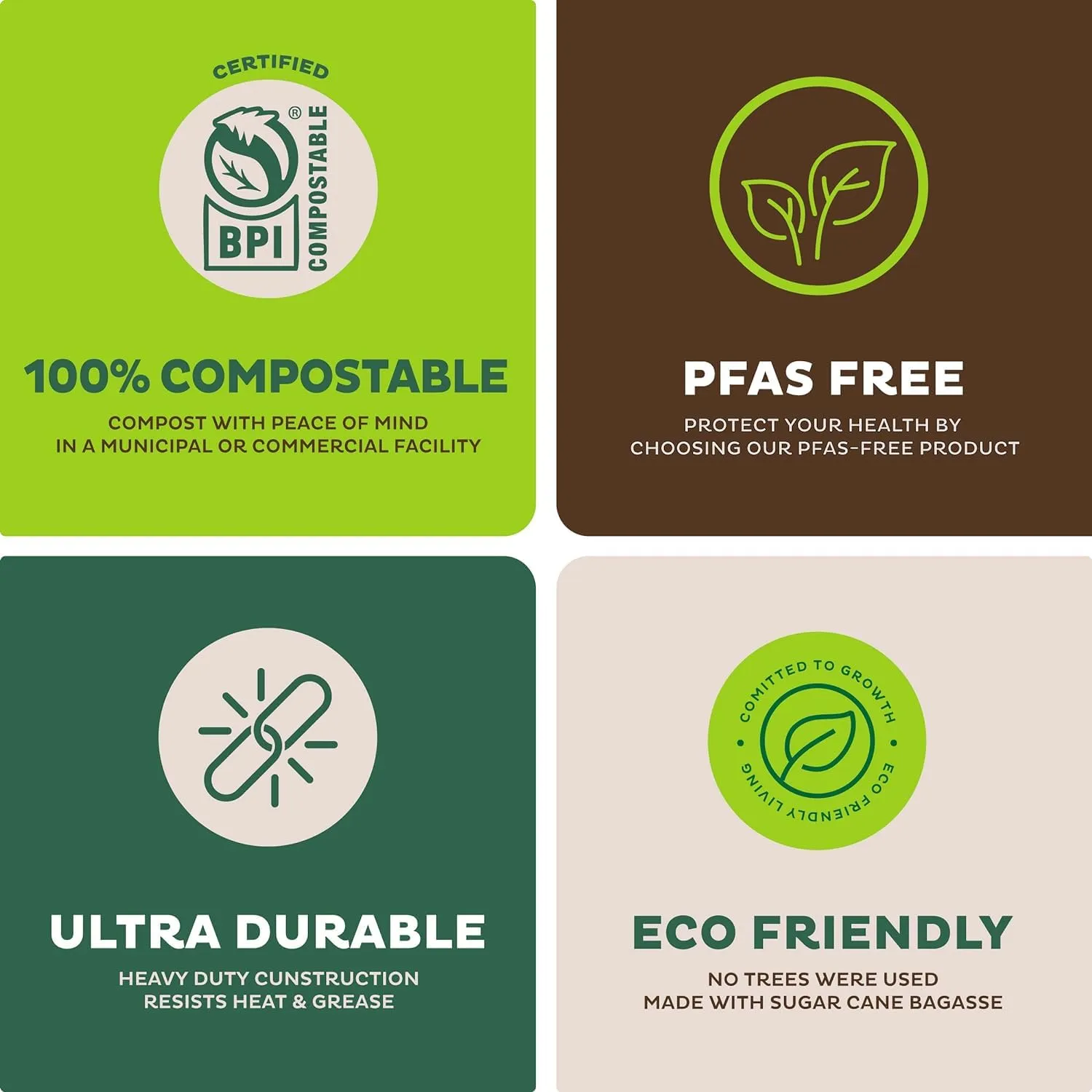 100% Compostable Paper Plates 10 Inch 500 Count Heavy-Duty Dinner Plates, Natural Unbleached Eco-Friendly Disposable Biodegradable Sugarcane Plates