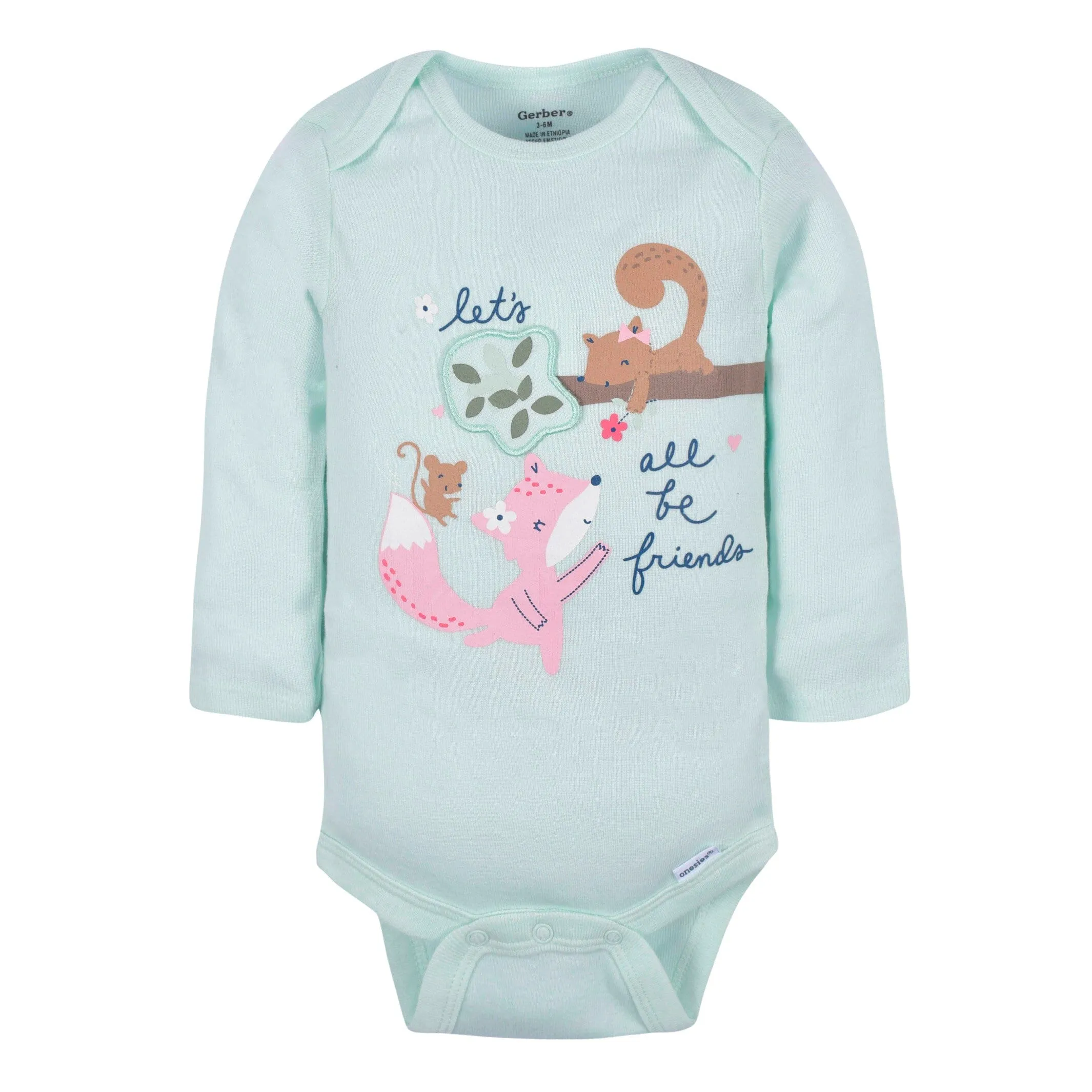 3-Pack Baby Girls Fox Long Sleeve Onesies® Bodysuits