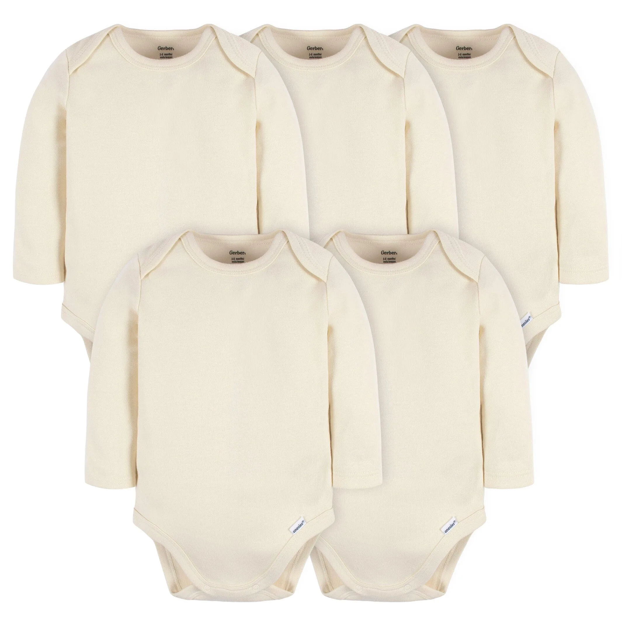 5-Pack Baby Natural Premium Long Sleeve Onesies® Bodysuits