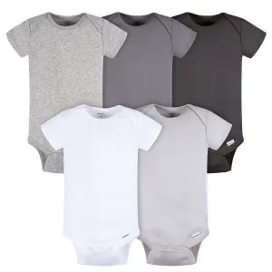 5-Pack Baby Neutral Greys Short Sleeve Onesies® Bodysuits