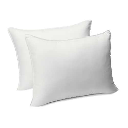 Amazon Basics Down Alternative Bed Pillows, Medium Density for Back and Side Sleepers - Standard, 2-Pack,white