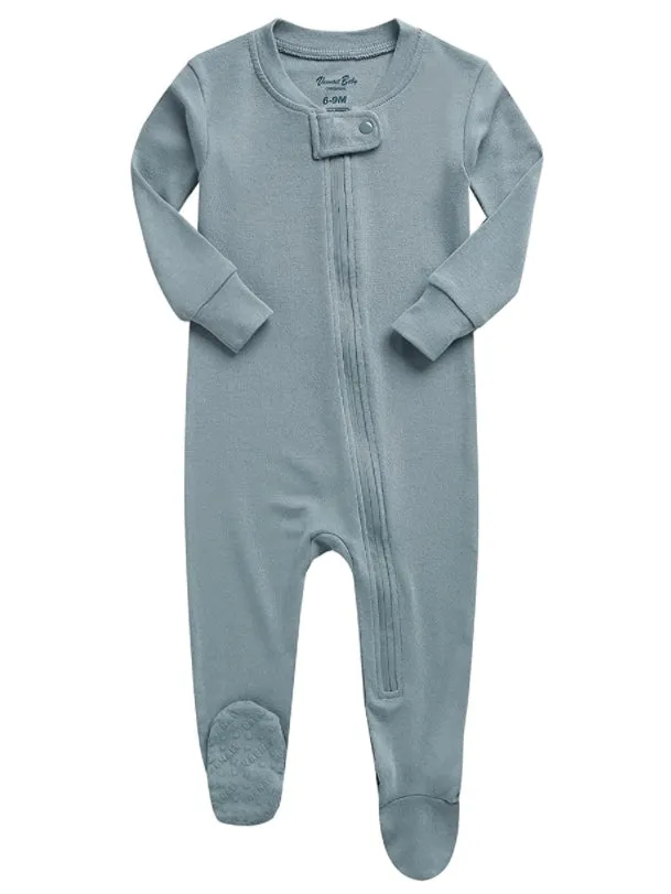 Baby Footed Sleepers (Mint/Powder Blue)