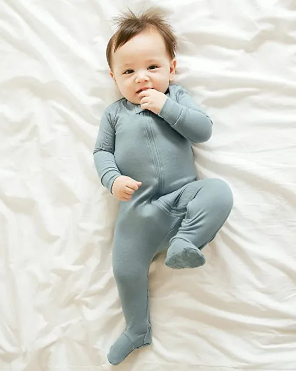 Baby Footed Sleepers (Mint/Powder Blue)