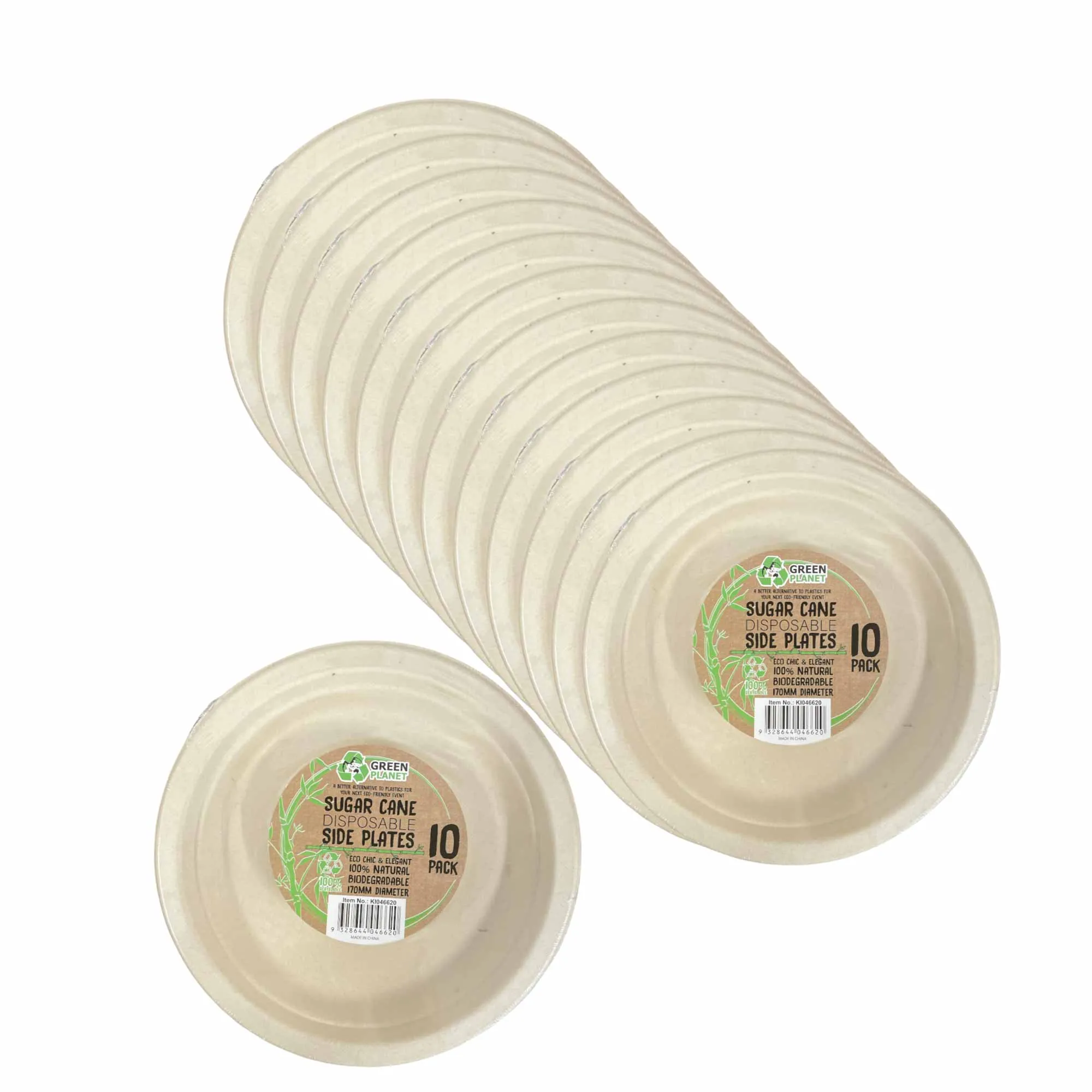 Bulk 24x 10 Pck Eco Disposable Party Side Plates 17cm Biodegradable Sugar Cane