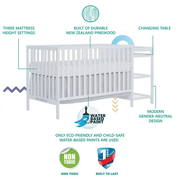 Dream on Me Hamilton Convertible Crib and Changer 5 in 1