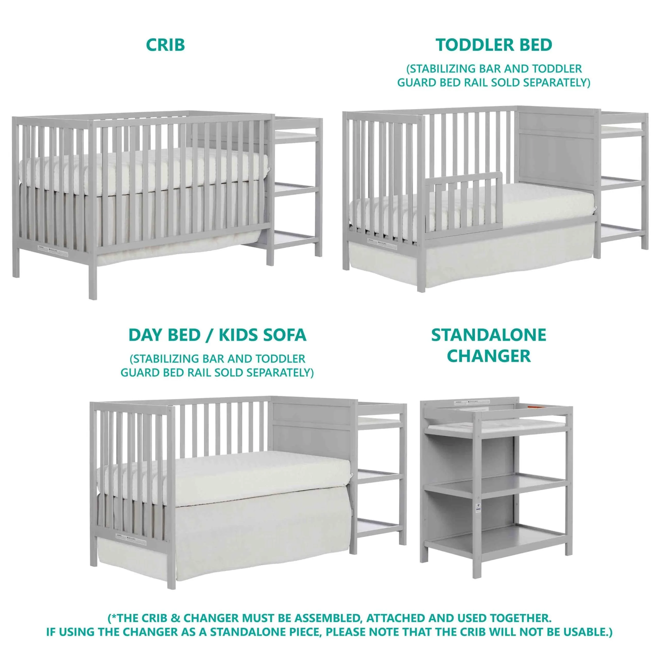 Dream on Me Hamilton Convertible Crib and Changer 5 in 1