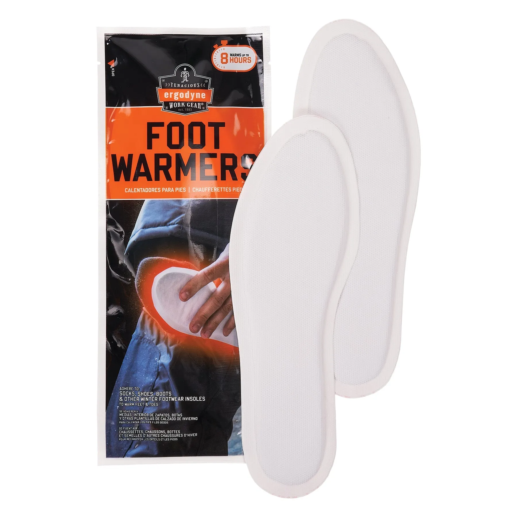 Ergodyne N-Ferno 6995 Adhesive Back   Air Activated Insole Foot Warmers - White