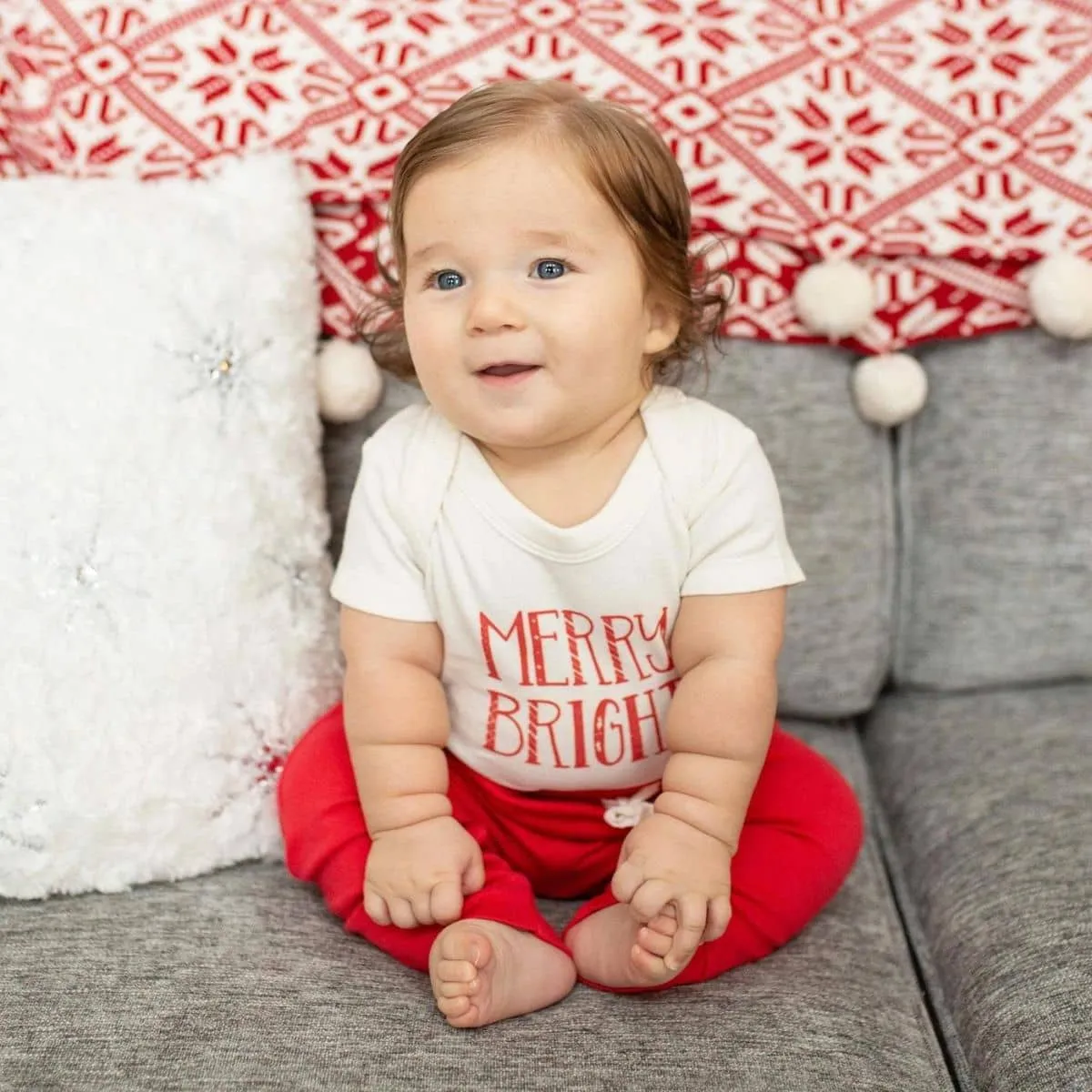 Finn and Emma Organic Short Sleeve Bodysuit - Merry & Bright