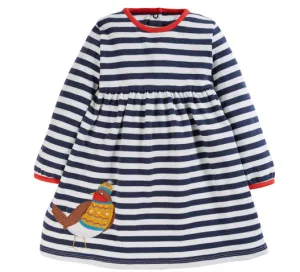 Frugi Dea Dress - Indigo Stripe/Robin