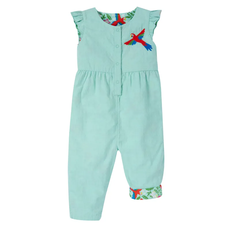 Frugi Etta Reversible Playsuit - Tropical Birds / Spring Dobby