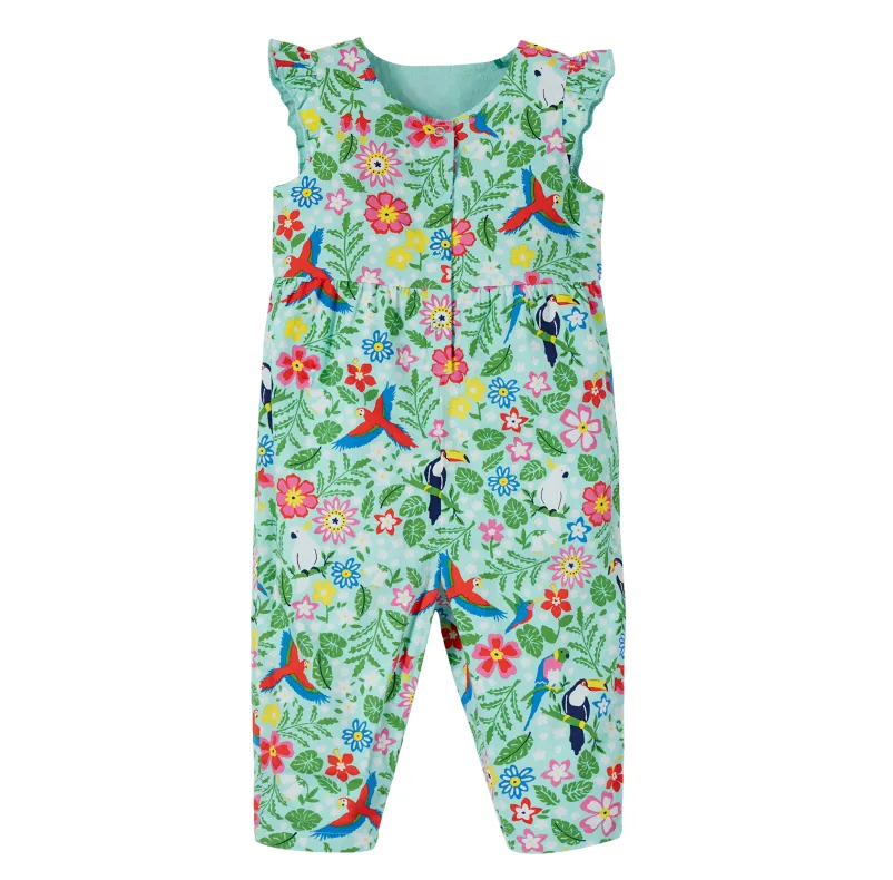 Frugi Etta Reversible Playsuit - Tropical Birds / Spring Dobby