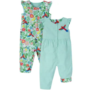 Frugi Etta Reversible Playsuit - Tropical Birds / Spring Dobby