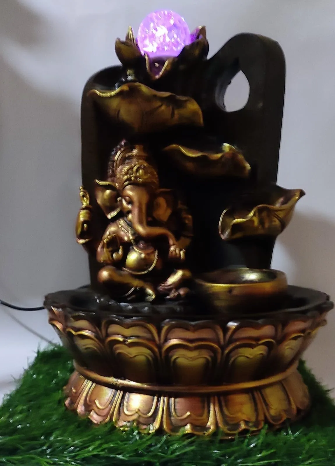 GGS Ganesh Water Fountain with LED Crystal Ball for Home and Shop Decor