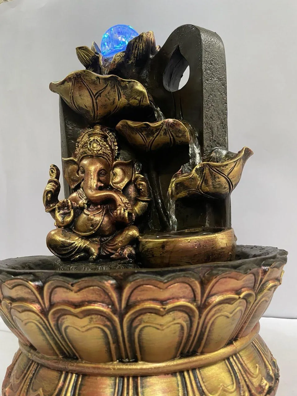 GGS Ganesh Water Fountain with LED Crystal Ball for Home and Shop Decor