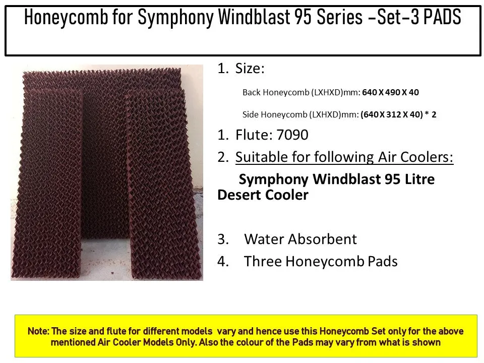 HAVAI Honeycomb Pad - Set of 3 - for Symphony Windblast  95  Litre Desert Cooler