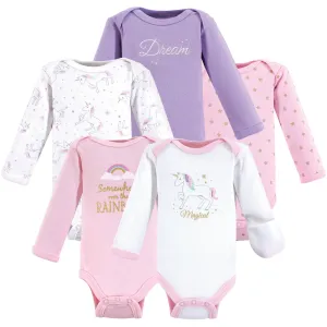 Hudson Baby Cotton Preemie Bodysuits, Magical Unicorn Long-Sleeve