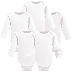 Hudson Baby Cotton Preemie Bodysuits, White Long-Sleeve