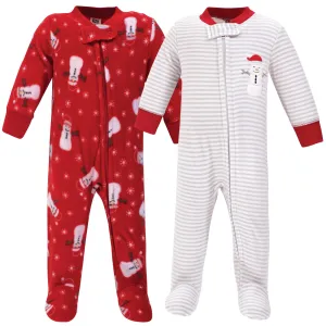 Hudson Baby Fleece Sleep and Play, Santa Snowman