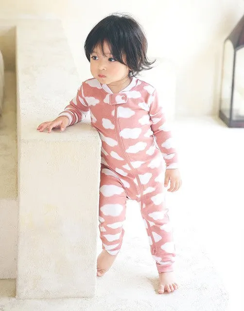 Indi Pink Cloud Baby Footed Sleepers