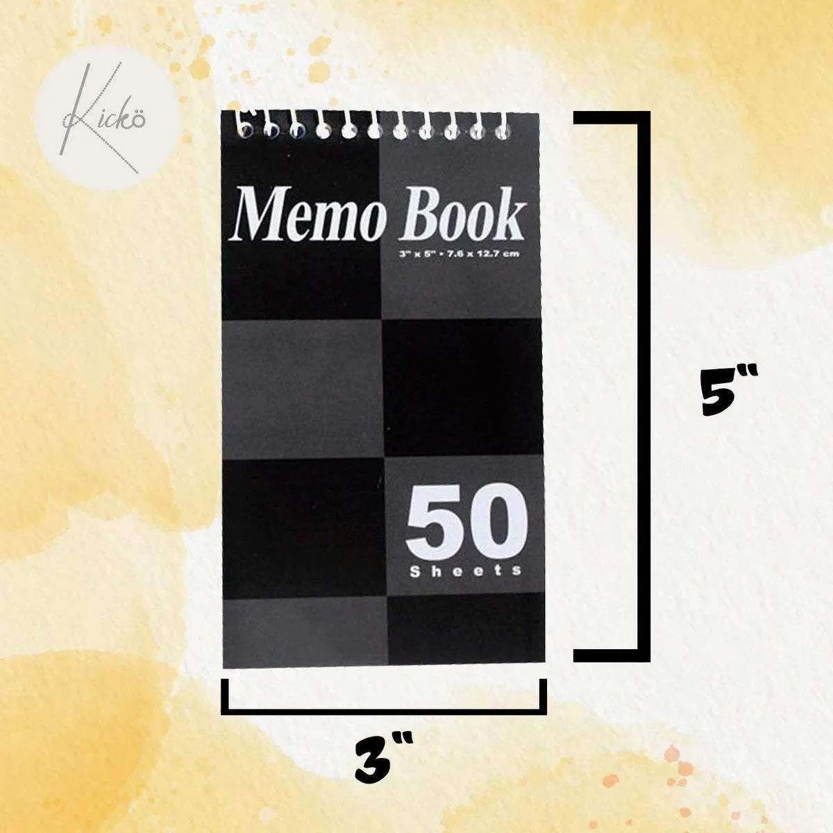 Kicko Spiral Notepads 3 x 5 Inches - Small Spiral Memo Pads - Top Bounded Memo Books - 16