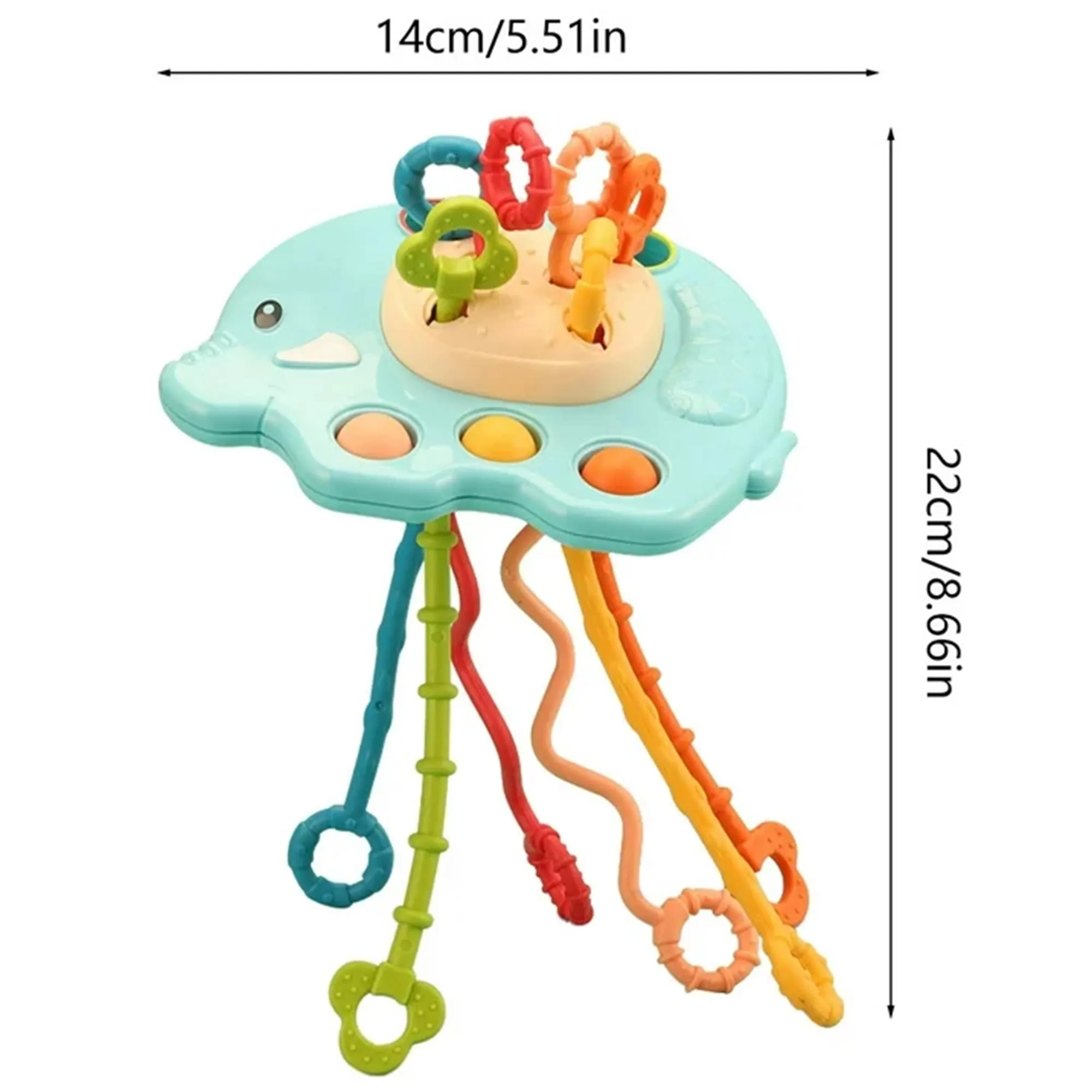 Kidology Pull String Toy for Babies Teething Strings Sensory Montessori Toys Baby Girl,Travel Toy for 6 Months Boy Food Grade Silicone Fine Motor Skills Toy for Toddlers (Elephant Design 2)