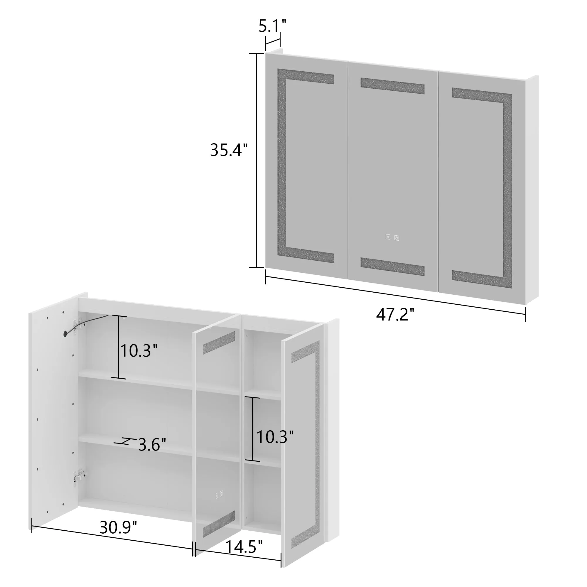 LED Medicine Cabinet with Mirror, Defogger, and Adjustable Lights