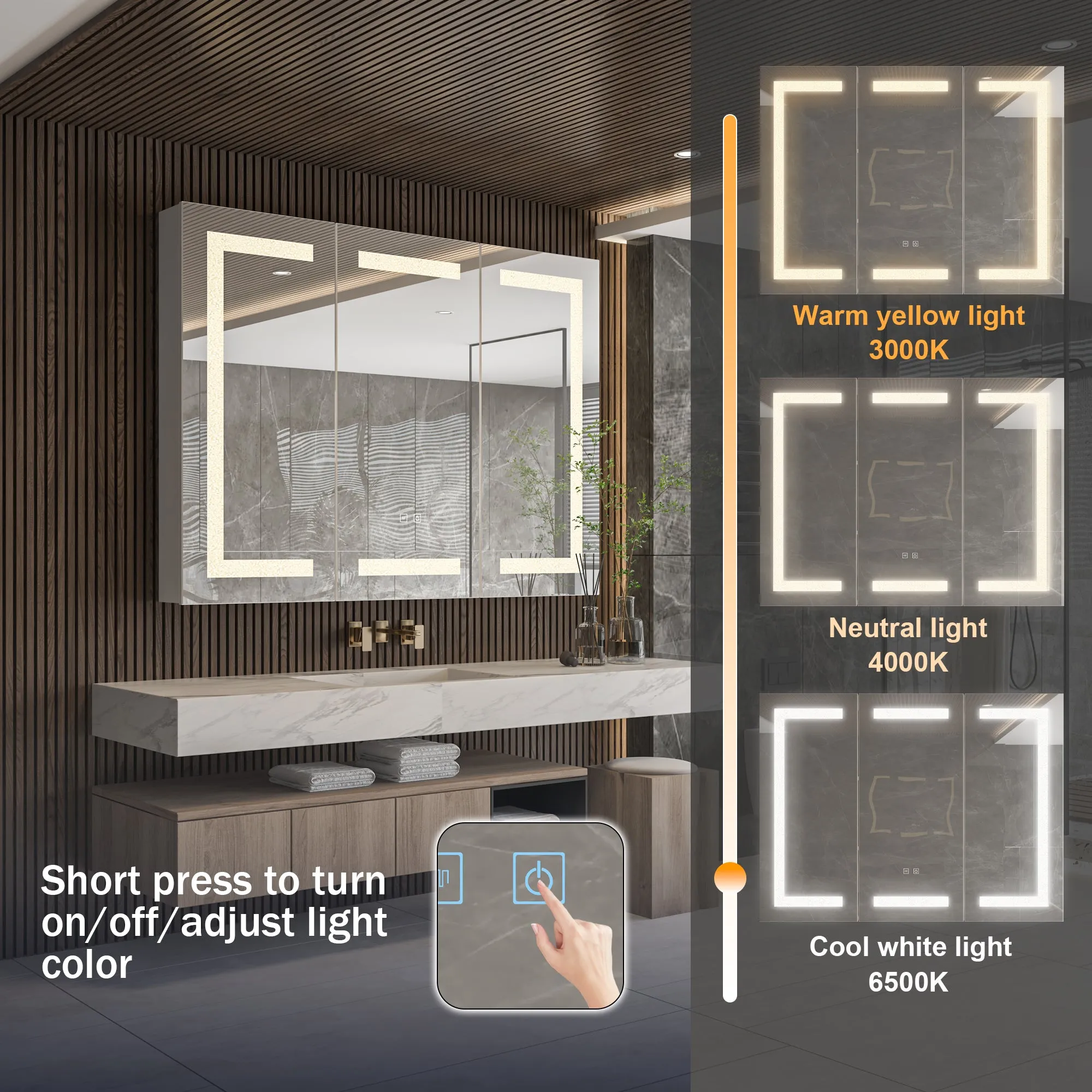 LED Medicine Cabinet with Mirror, Defogger, and Adjustable Lights