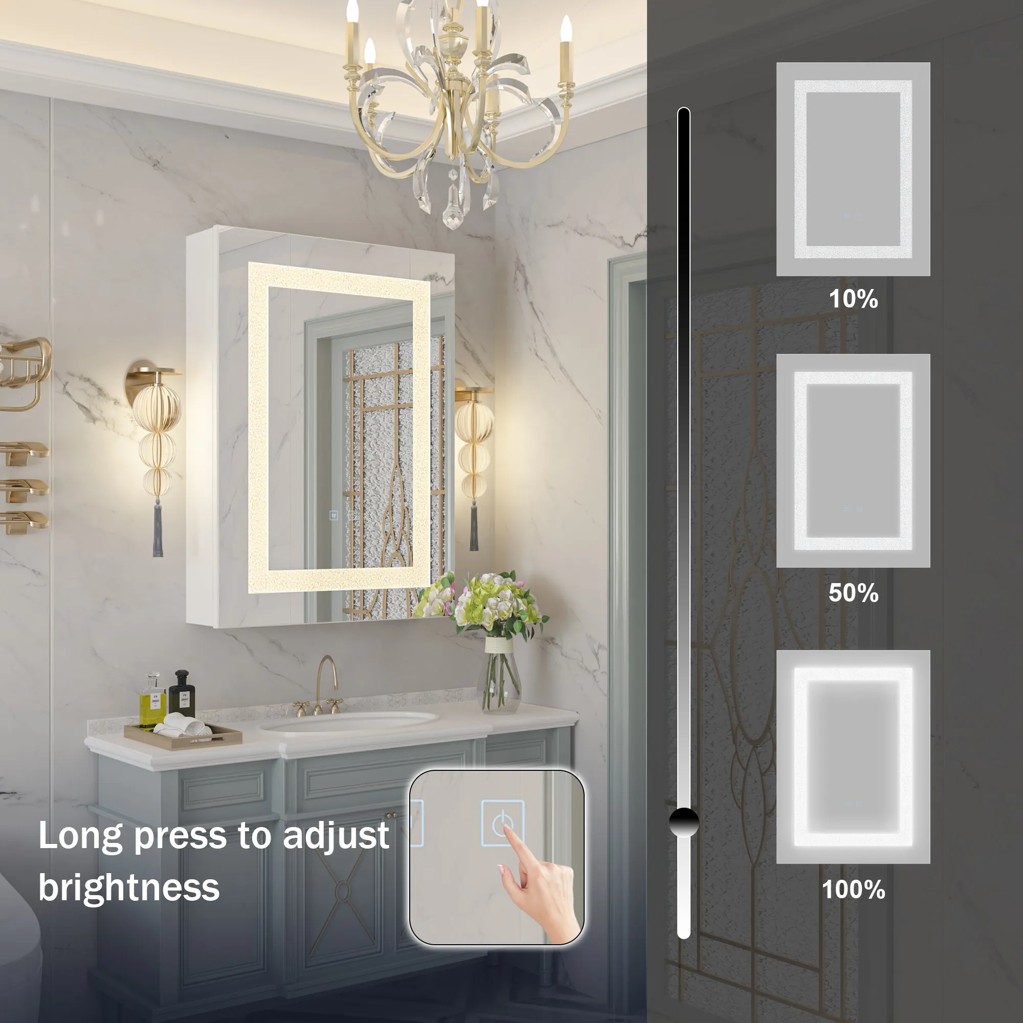 LED Medicine Cabinet with Mirror, Defogger, and Adjustable Lights