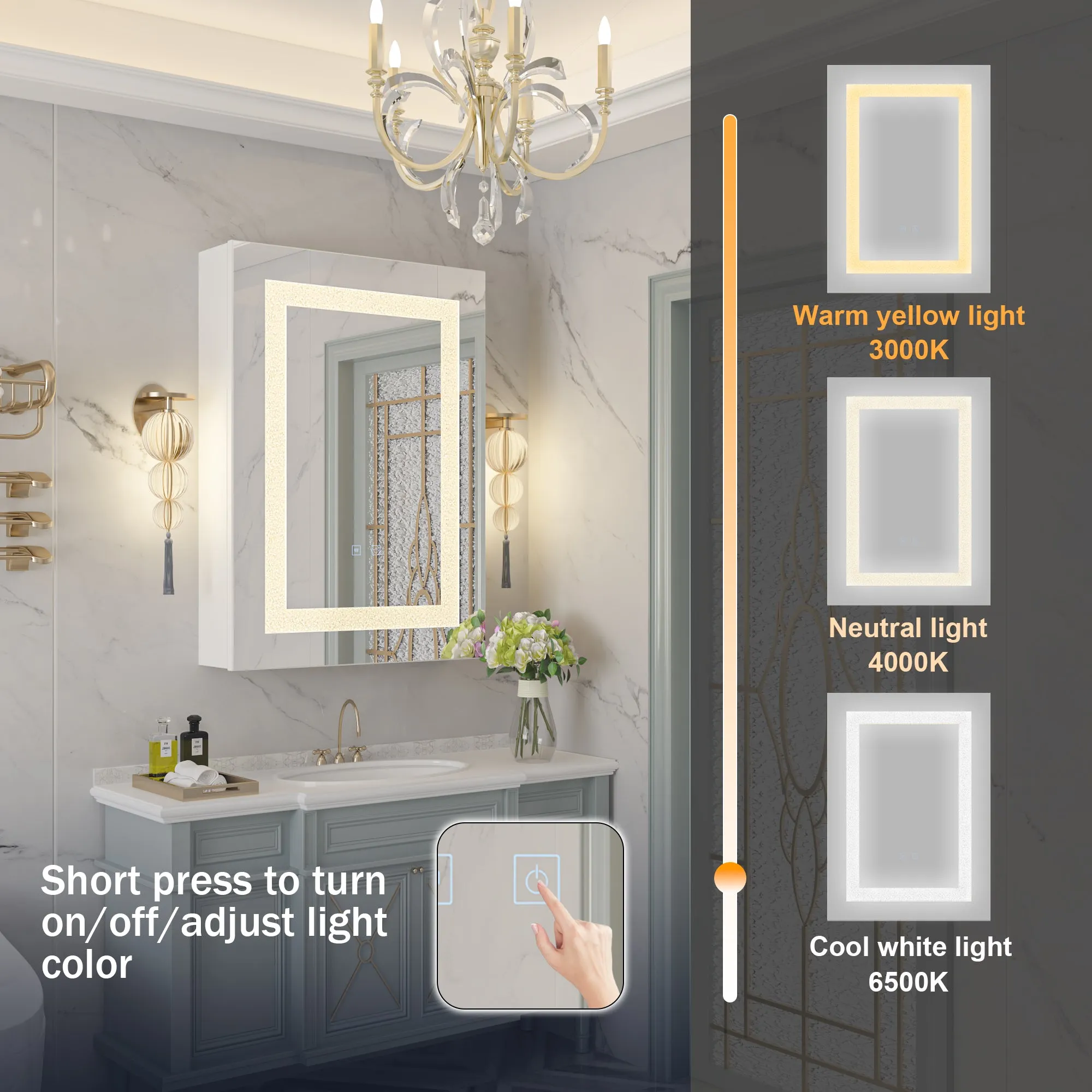 LED Medicine Cabinet with Mirror, Defogger, and Adjustable Lights