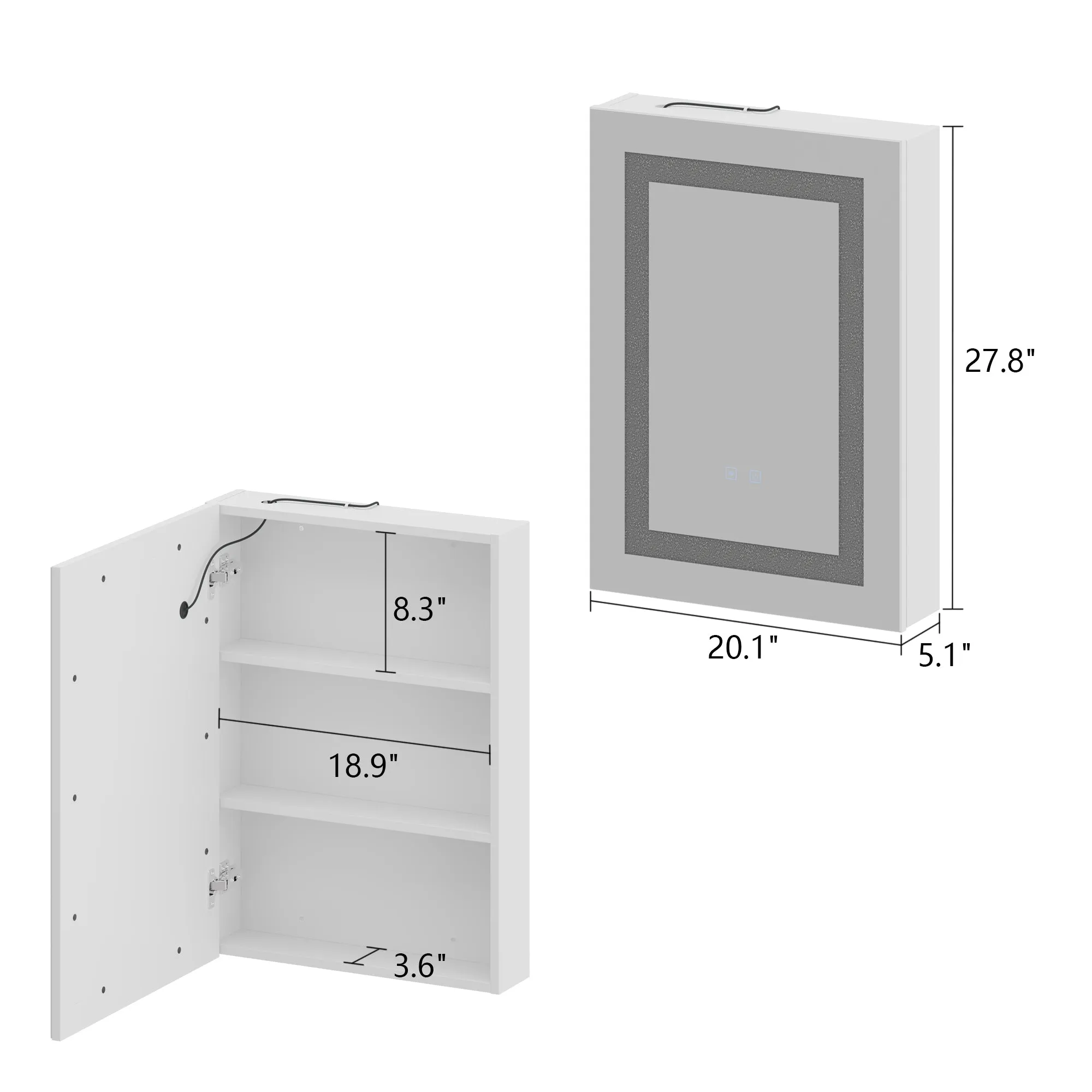 LED Medicine Cabinet with Mirror, Defogger, and Adjustable Lights