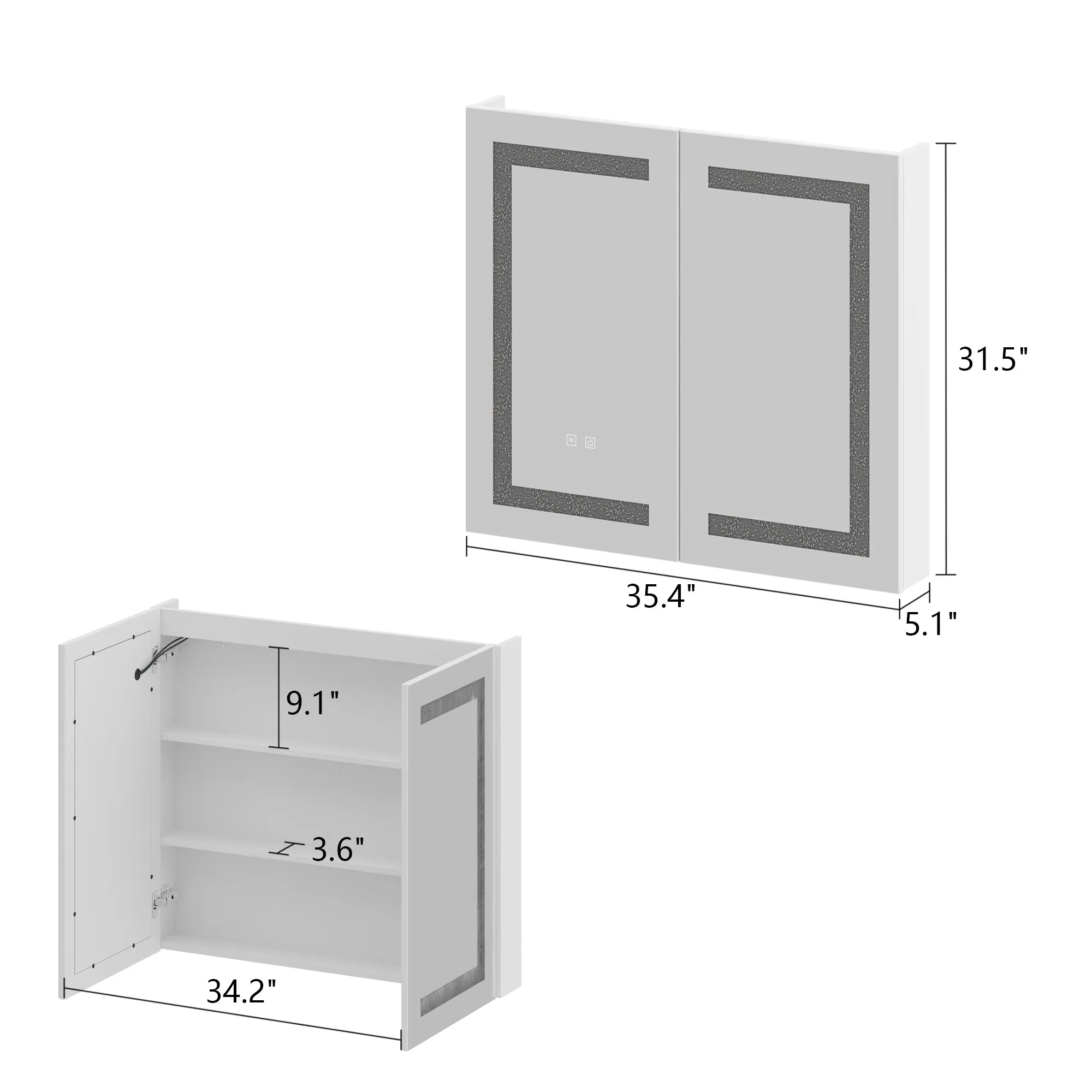 LED Medicine Cabinet with Mirror, Defogger, and Adjustable Lights