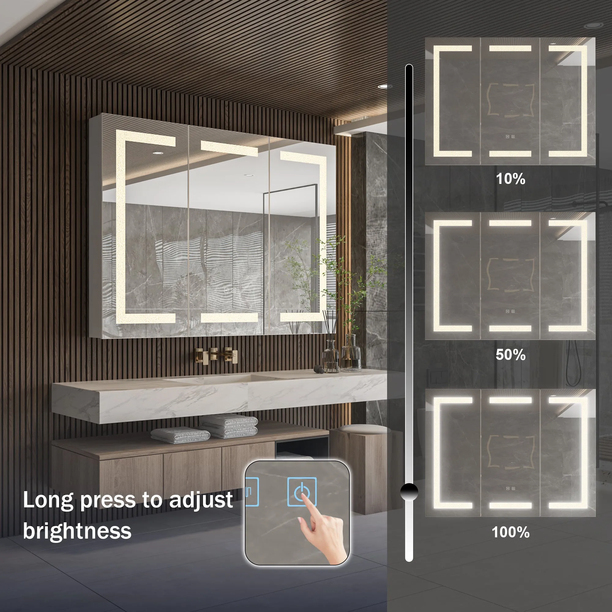 LED Medicine Cabinet with Mirror, Defogger, and Adjustable Lights