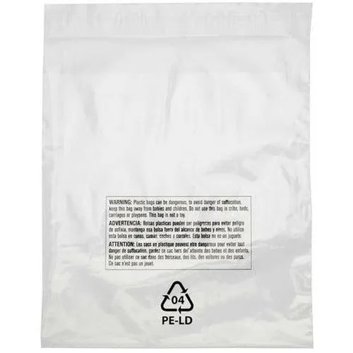 Lip & Tape Self Sealing Suffocation Warning Bags 14 x 20 x 1.5 mil