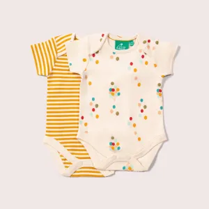 Little Green Radicals - Rainbow Balloons Organic Baby Bodysuit Set - 2 Pack