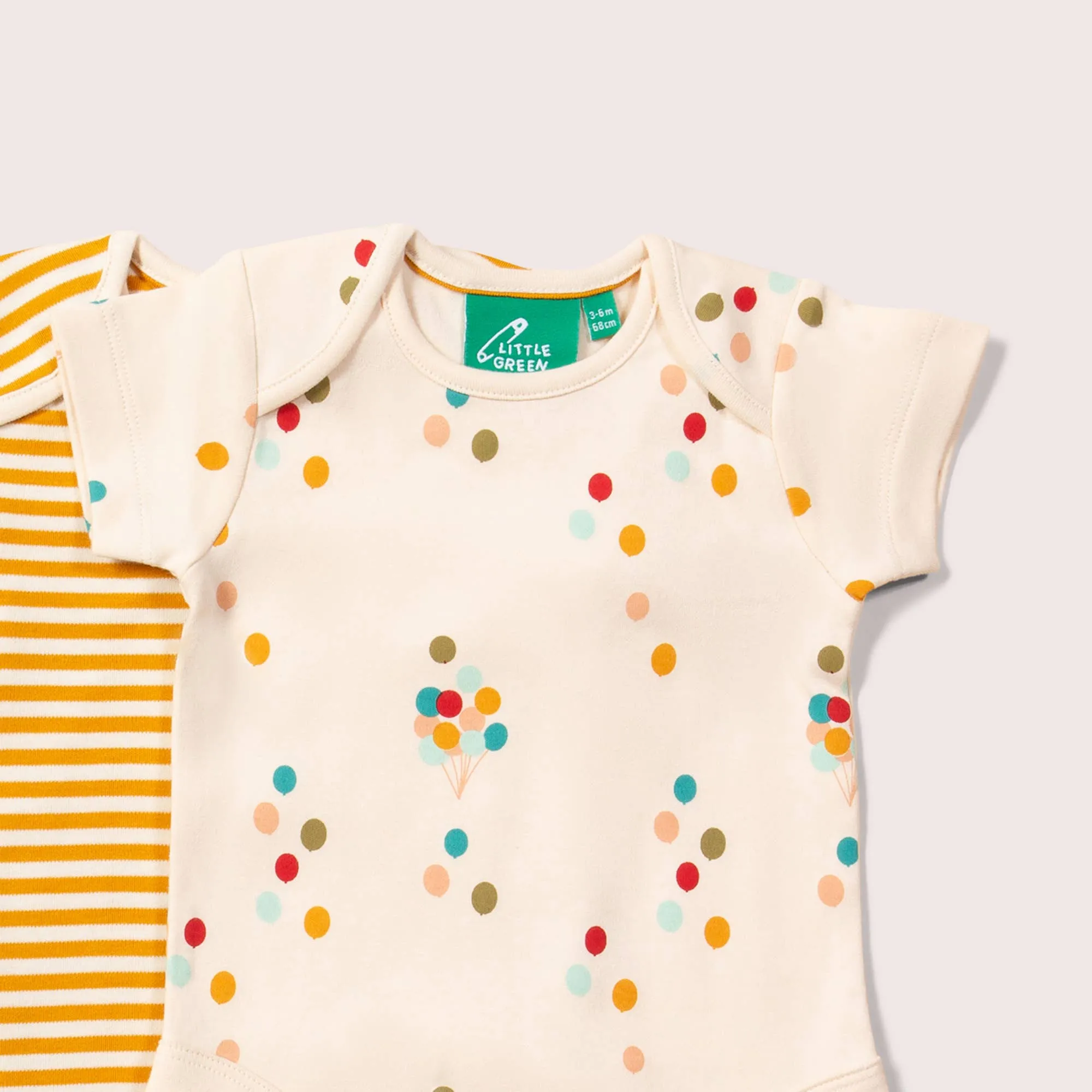 Little Green Radicals - Rainbow Balloons Organic Baby Bodysuit Set - 2 Pack