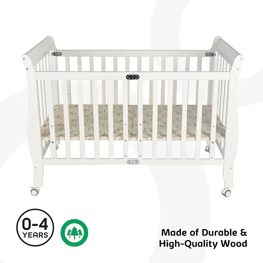 Moon Wooden Foldable Crib (White)