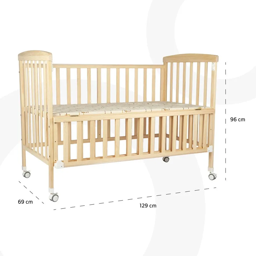 Moon Wooden Portable Crib - 129 x 69 x 96 cm (Natural Wood)