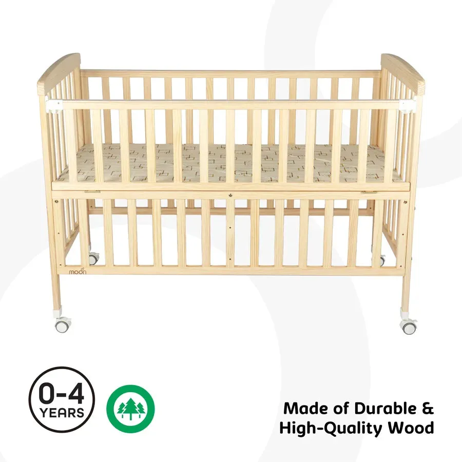 Moon Wooden Portable Crib - 129 x 69 x 96 cm (Natural Wood)