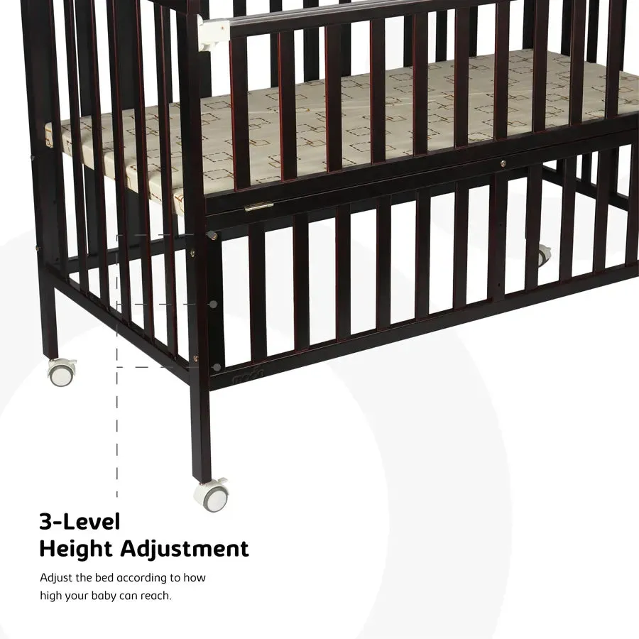 Moon Wooden Portable Crib (Dark Chocolate) - Mattress Included