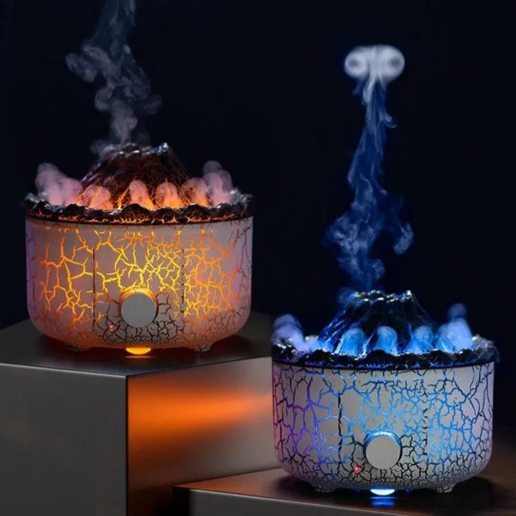 New Creative Volcano Humidifier Aromatherapy Machine Spray Jellyfish Air Flame Humidifier Diffuser