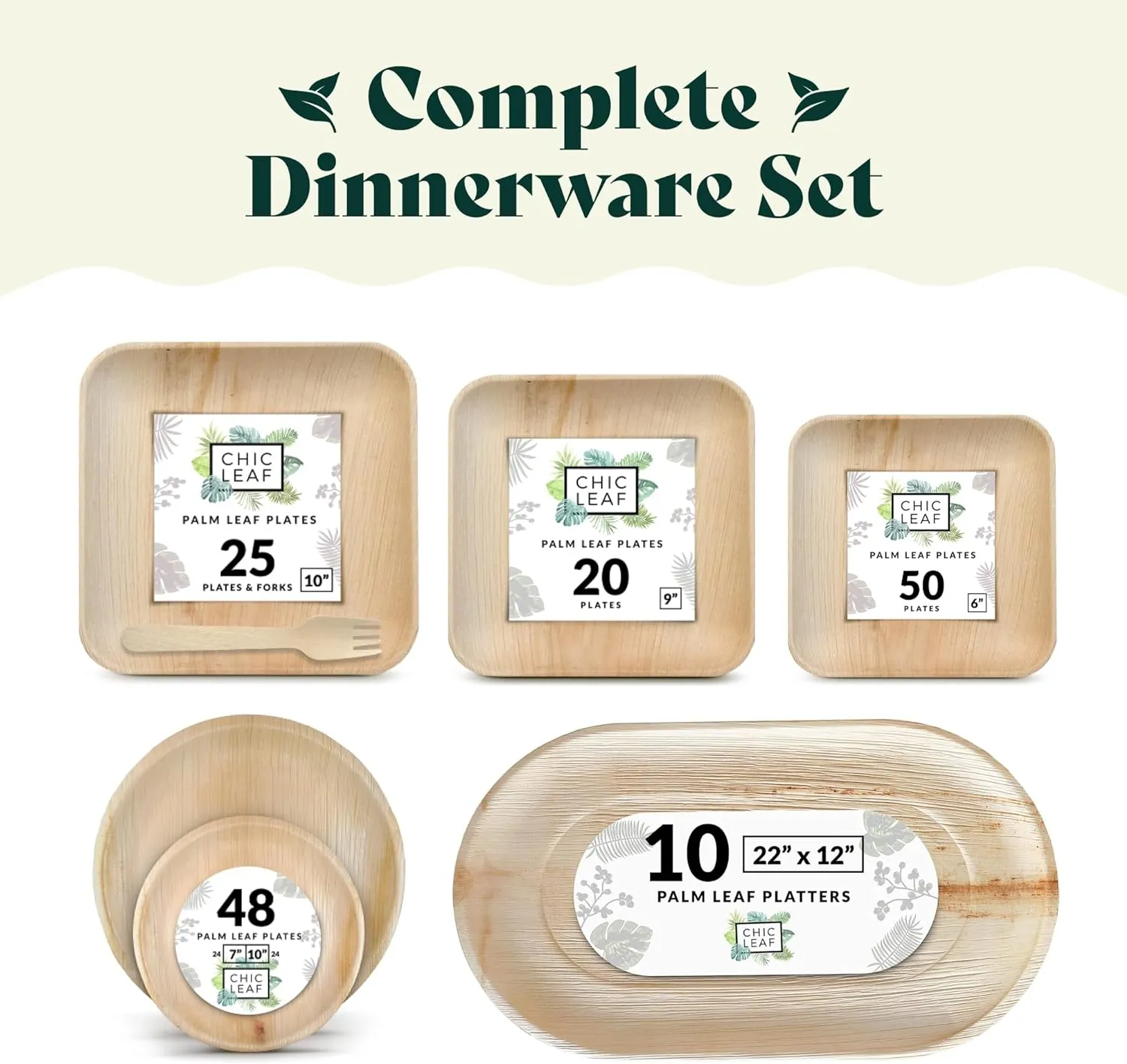 Palm Leaf Disposable Plates - Compostable & Biodegradable