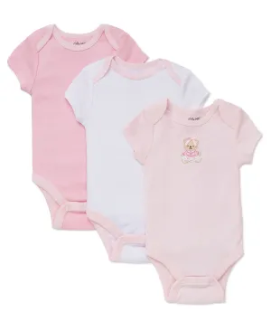 Pink Bear 3-Pack Bodysuits