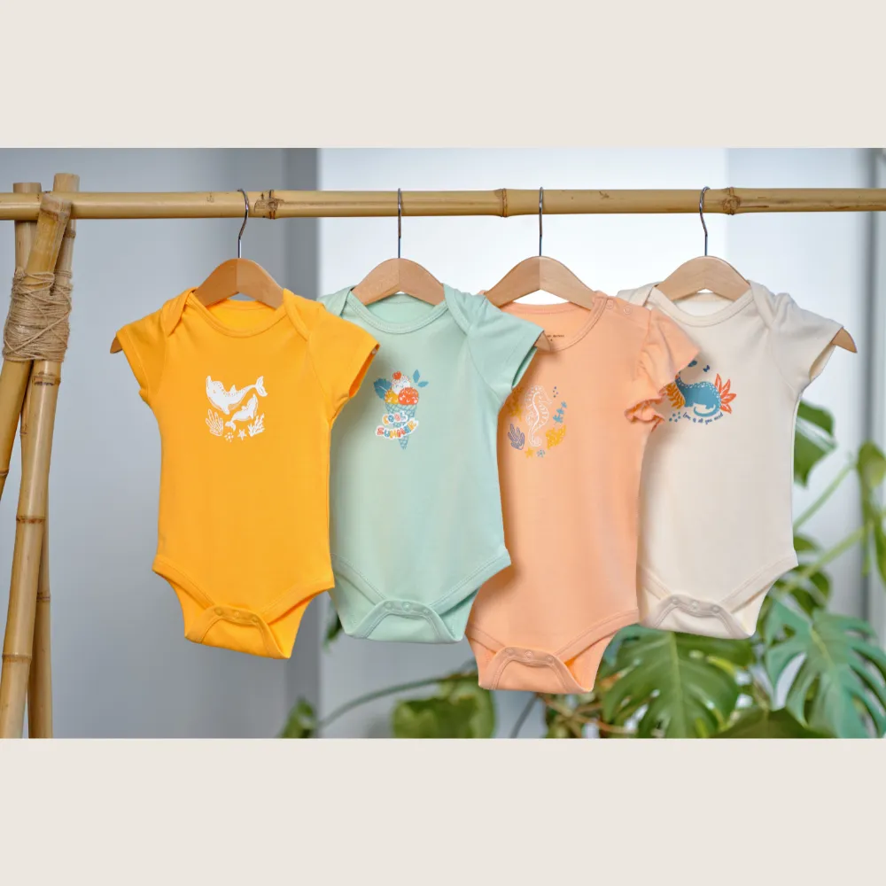 Short Sleeve Bodysuits - 4 Pack