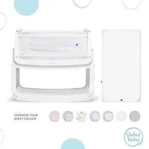 SnuzPod4 Bedside Crib Everything Bundle - White - Choose your sheet colour