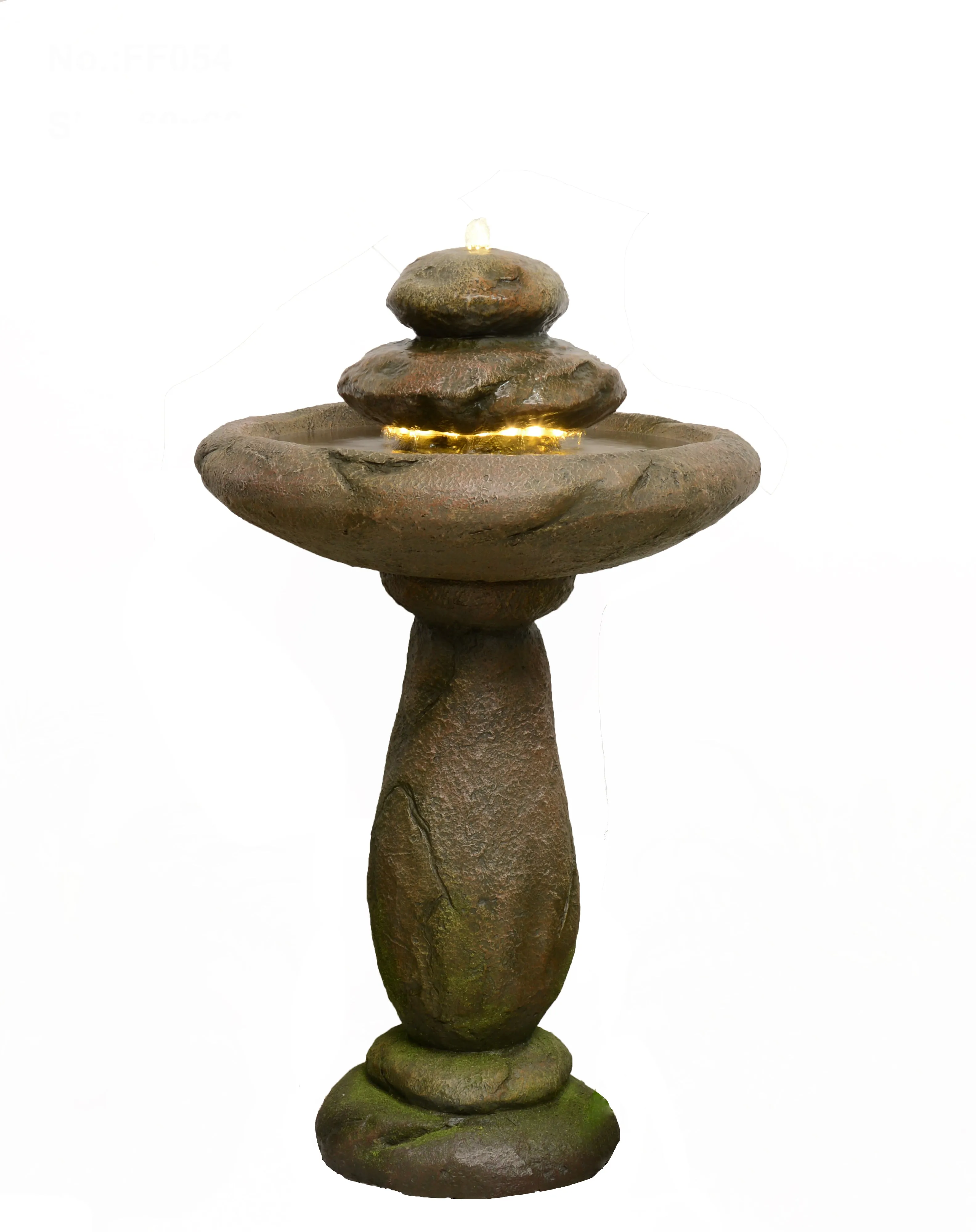 Stone Pedestal Fountain With Bird Bath