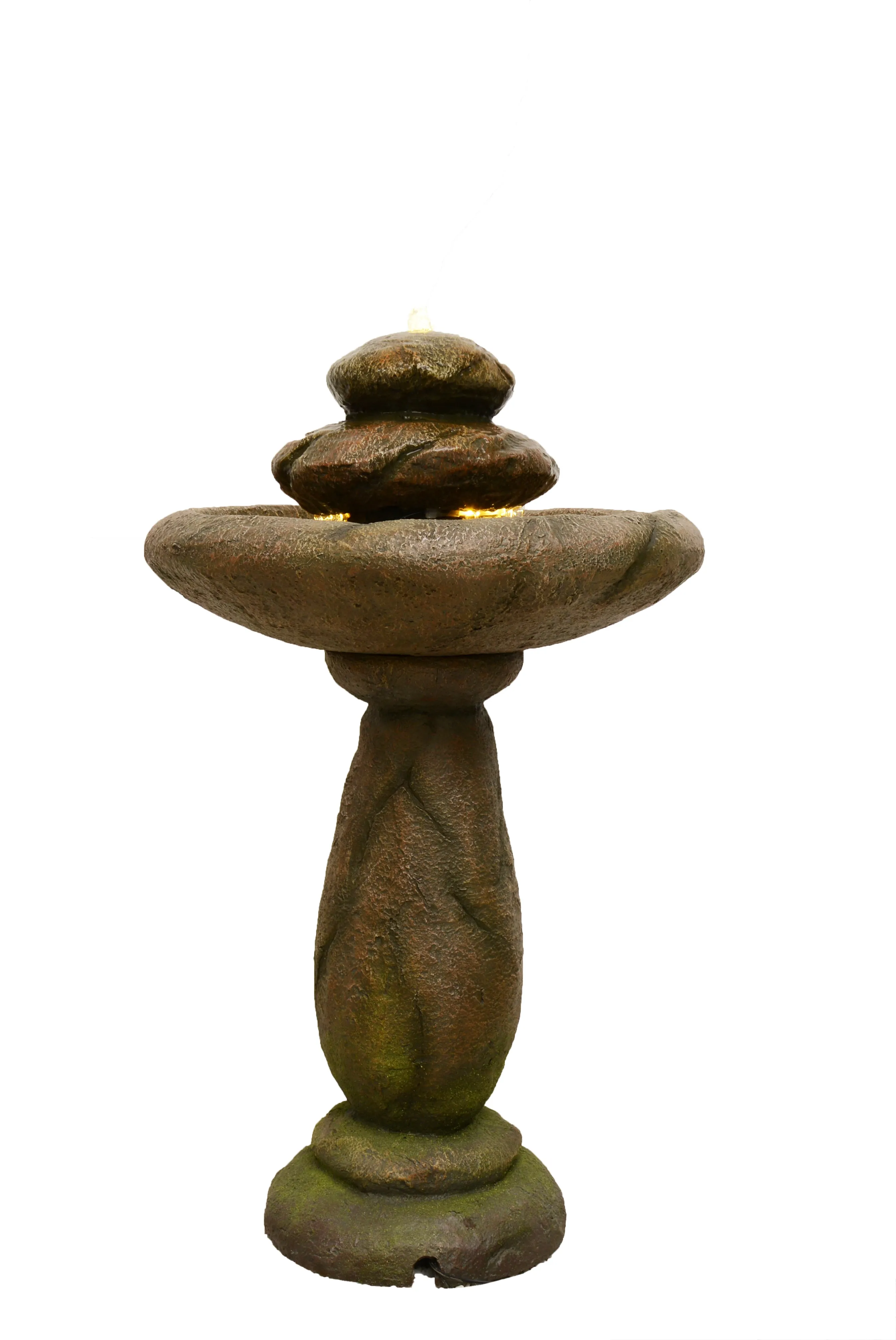 Stone Pedestal Fountain With Bird Bath