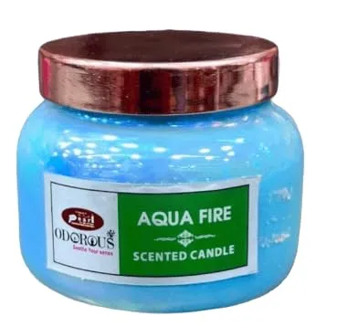 The Decor Affair 1 Pcs Aqua Fire Fragrance Artisanal Handcrafted Glass Tealight Candle for a Serene and Calm Atmosphere