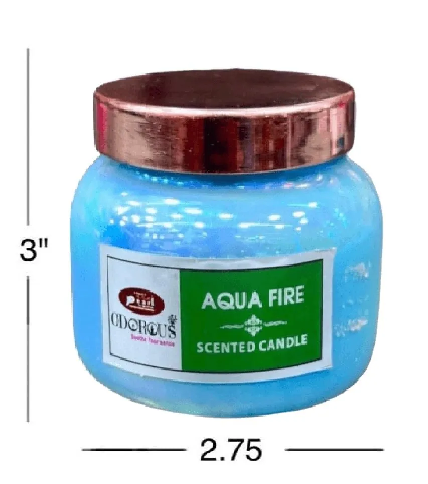 The Decor Affair 1 Pcs Aqua Fire Fragrance Artisanal Handcrafted Glass Tealight Candle for a Serene and Calm Atmosphere